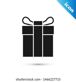 Black Gift box icon isolated on white background.  Vector Illustration