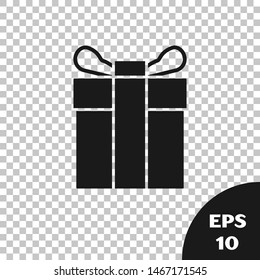 Black Gift box icon isolated on transparent background.  Vector Illustration
