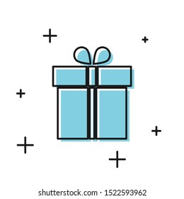 Black Gift box icon isolated on white background.  Vector Illustration