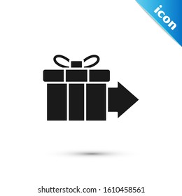 Black Gift box icon isolated on white background.  Vector Illustration