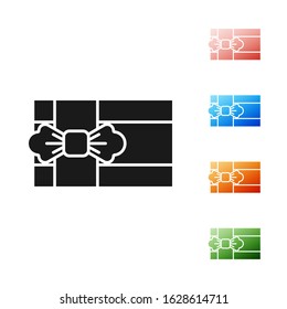 Black Gift box icon isolated on white background. Set icons colorful. Vector Illustration