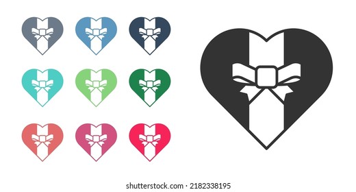 Black Gift box icon isolated on white background. Merry Christmas and Happy New Year. Set icons colorful. Vector