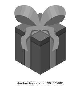 Black gift box icon. Isometric of black gift box vector icon for web design isolated on white background