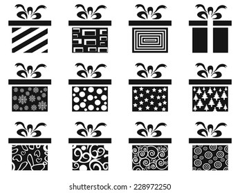 black gift box icon set