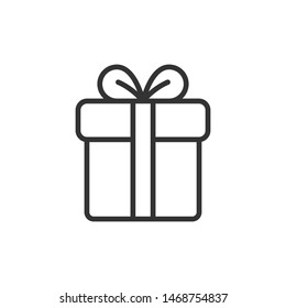 Black Gift Box Icon Vector Illustration Present With Ribbon Isolated Flat Design