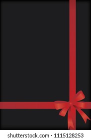 Black gift box and red bow vector with text space for decoration background.