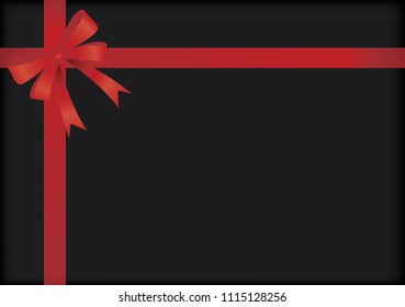 Black gift box and red bow vector with text space for decoration background.