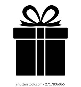 Caja de regalo negra con la silueta de la cinta y del lazo presente