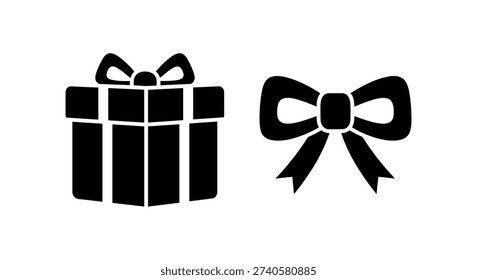 Black gift box with ribbon bow
