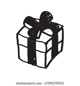 black gift box with ribbon element