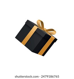 Black Gift Box with Ribbon Vector Illustration