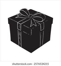 Black gift box silhouette vector art Gift box icon Silhouette vector illustration

