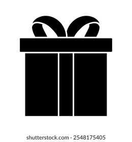 Black Gift Box vector icon, Isolated surprise present symbol for Birthday, Christmas and Festive events, Party graphic elements, Shopping, Vector stock