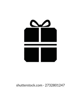 Caja de regalo negra con Ilustración vectorial de diseño plano de lazo de cinta blanca
