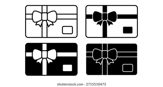 Schwarzes Geschenkkartensymbolpaket, das Gutscheine, einen vorausbezahlten Wert und digitale Belohnungen darstellt.