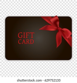 Black Gift Card With Red Bow And Ribbon, EPS10