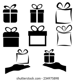 black gift icon set on white background, vector illustration