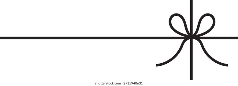 Schwarzes Geschenkband Schleife Hintergrund. Minimale Illustration von goldenem Band Kreuzung mit dekorativer Schleife, symbolisiert Geschenkverpackung, Feier, Überraschung, und festliche Präsentation auf weißem Hintergrund.