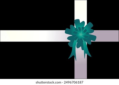 Black gift wrapping pattern with green ribbon flat design