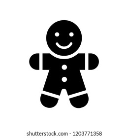 Black Gingerbread Man Christmas Holiday Decoration Icon Vector