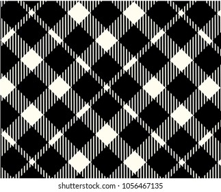 Black Gingham pattern. Texture from rhombus, squares for - plaid, tablecloths, clothes, shirts, dresses, paper, bedding, blankets, quilts and other textile products. Vector illustration.