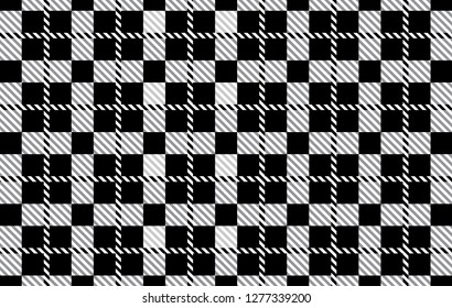 Black Gingham pattern. Texture from rhombus for - plaid, tablecloths,shirts,dresses,paper,bedding,blankets,quilts and other textile products.Vector illustration. - Vector