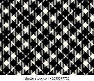 Black Gingham pattern. Texture from rhombus/squares for - plaid, tablecloths, clothes, shirts, dresses, paper, bedding, blankets, quilts and other textile products. Vector illustration.