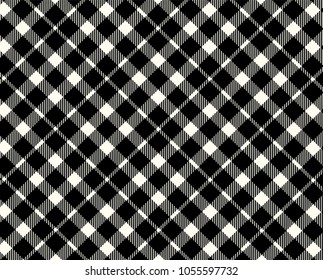 Black Gingham pattern. Texture from rhombus/squares for - plaid, tablecloths, clothes, shirts, dresses, paper, bedding, blankets, quilts and other textile products. Vector illustration.