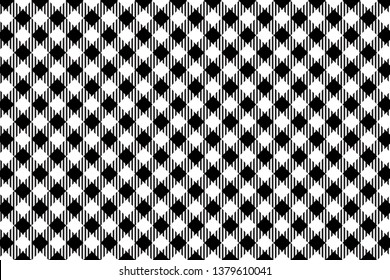 Black gingham pattern. Texture from rhombus/squares for - plaid, tablecloths, clothes, shirts, dresses, paper, bedding, blankets, quilts and other textile products.Vector illustration.EPS-10.