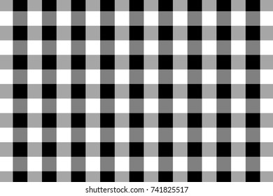 Black Gingham pattern. Texture from rhombus/squares for - plaid, tablecloths, clothes, shirts, dresses, paper, bedding, blankets, quilts and other textile products. Vector illustration.