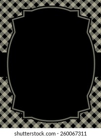 Black gingham / squares background with frame. & ribbon specially occasion greeting cards & invitations