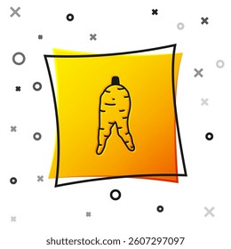 Black Ginseng root icon isolated on white background. Yellow square button. Vector