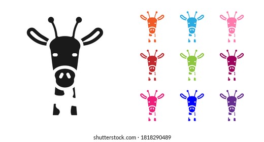 Black Giraffe head icon isolated on white background. Animal symbol. Set icons colorful. Vector