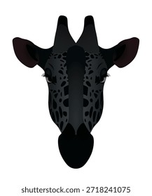 Cabeza de jirafa negra. Ilustración vectorial
