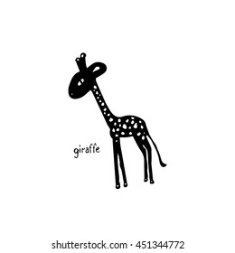 Black giraffe silhouette, abstract vector illustration