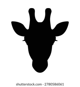A black giraffe silhouette is shown against a clean white background, representing a simple animal
