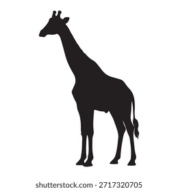 Plantilla de diseño de logotipo de icono de Vector de silueta de jirafa negra