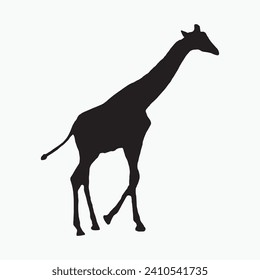 Vector de silueta de silueta de jirafa negra sobre fondo blanco