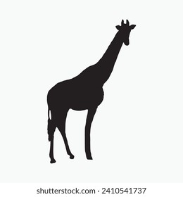Black giraffe sill silhouette vector on white background