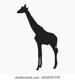 Black giraffe sill silhouette vector on white background
