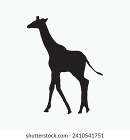 Black giraffe sill silhouette vector on white background