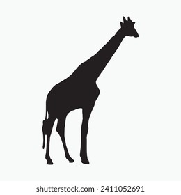 Black giraffe sill silhouette vector on white background