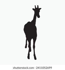 Vector de silueta de silueta de jirafa negra sobre fondo blanco