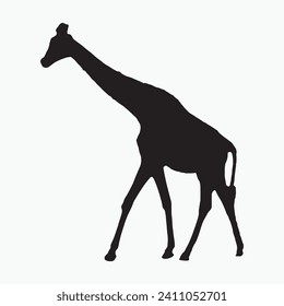 Black giraffe sill silhouette vector on white background