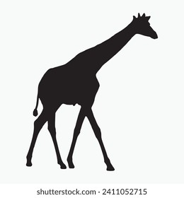 Schwarze Giraffe Silhouette, Vektorgrafik auf weißem Hintergrund