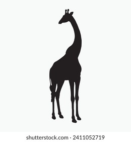 Black giraffe sill silhouette vector on white background