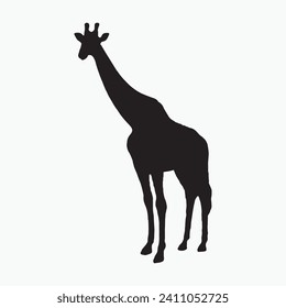 Black giraffe sill silhouette vector on white background