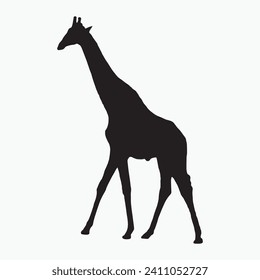 Black giraffe sill silhouette vector on white background