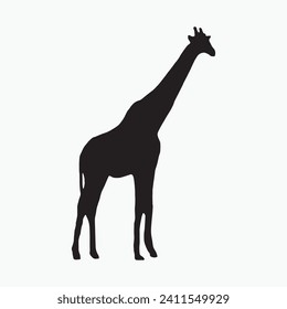 Schwarze Giraffe Silhouette, Vektorgrafik auf weißem Hintergrund