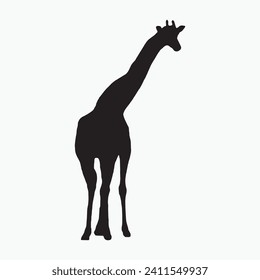 Black giraffe sill silhouette vector on white background
